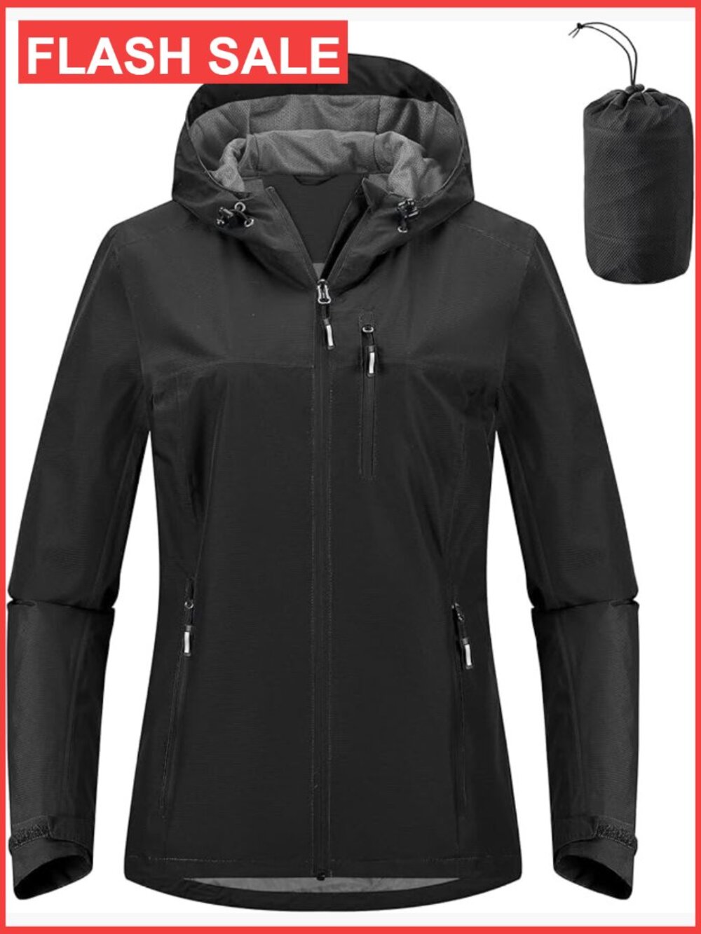 Packable Waterproof Rain Jacket with Hood Lightweight Cycling Raincoat